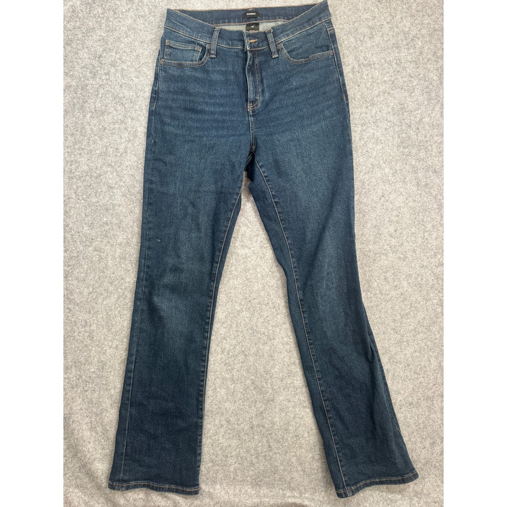 Express Straight Leg Jeans Womens Size 10 Blue Dark Wash Denim Mid Rise Stretch